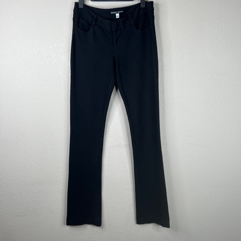 Alice + Olivia Black Slim Fit Pants Size 4 Womens Stylish Dress Trousers Cotton